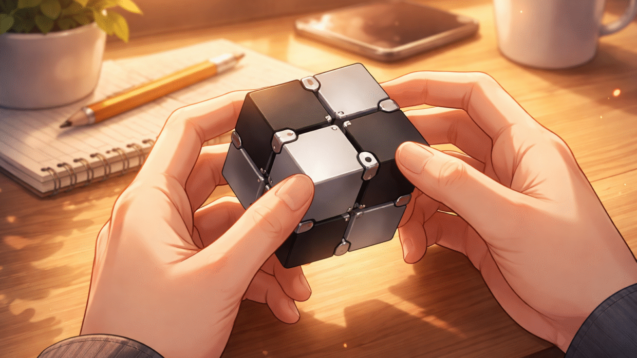 infinity cube dans les mains d'une personne qui l'utilise